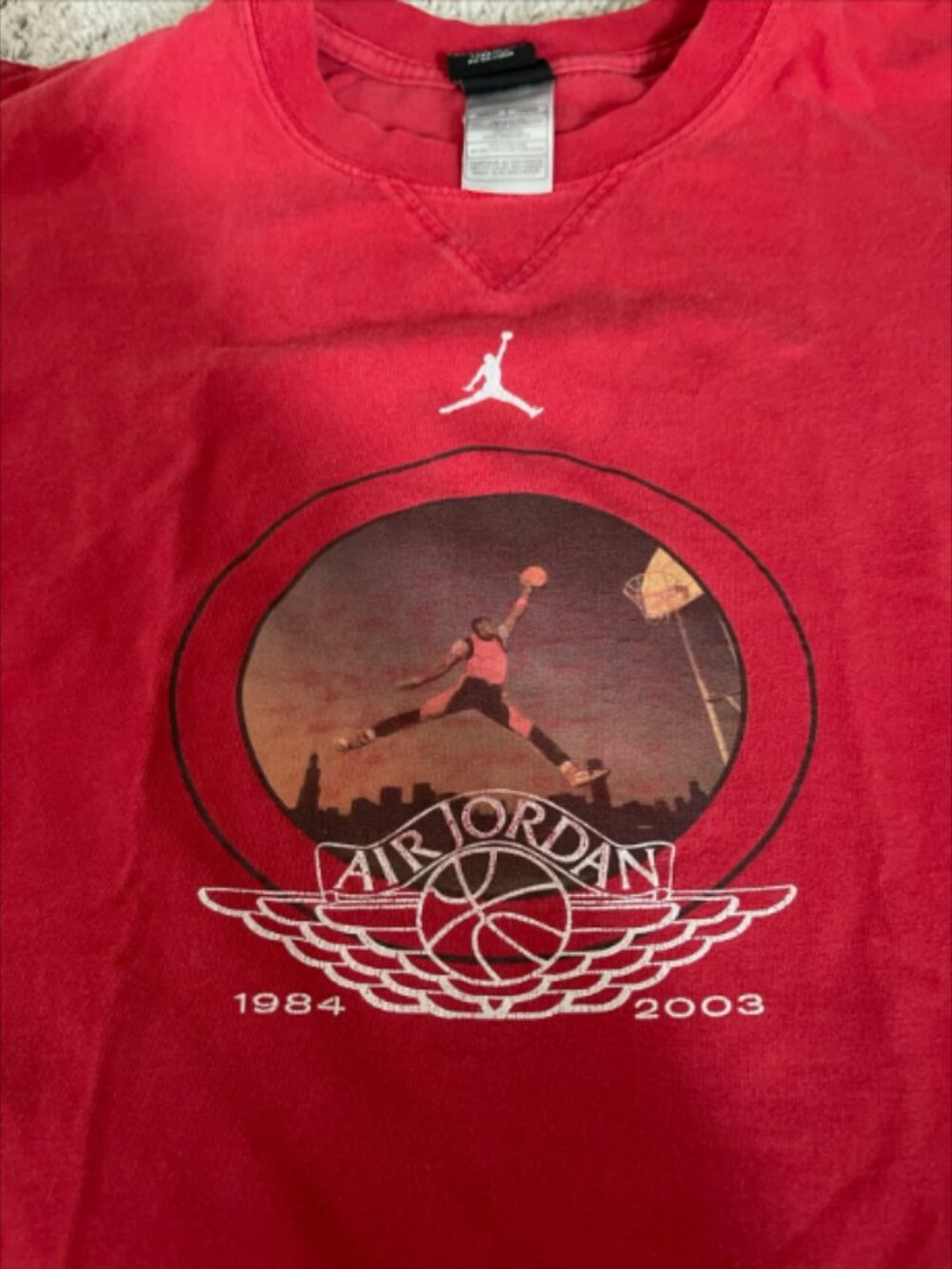 Vintage Men's Air Jordan 2003 Red Cotton T-Shirt S